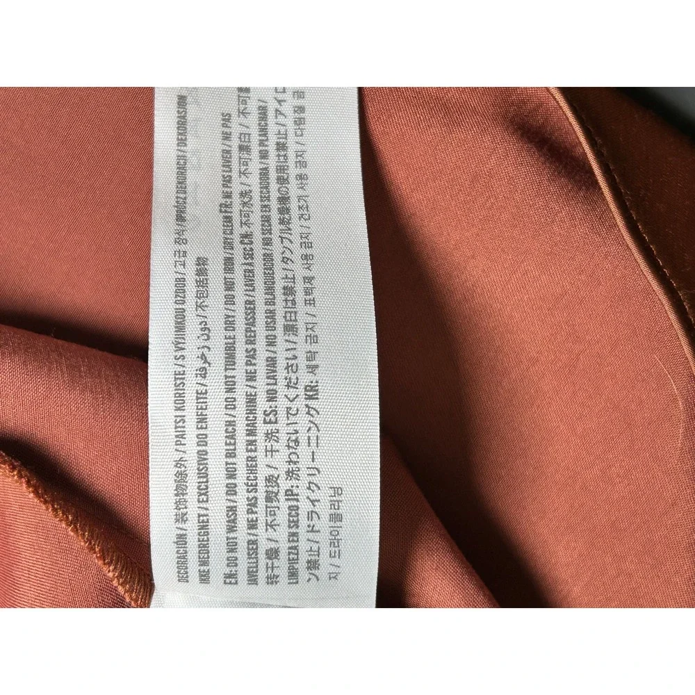 NWT Abercrombie & Fitch Satin Brown Black Lace Trim Slip Midi Dress XS Party - Picture 8 of 8